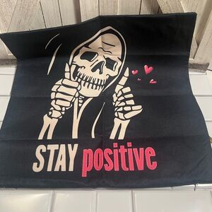 Black Graphic Pillow Cover with Skeleton Design